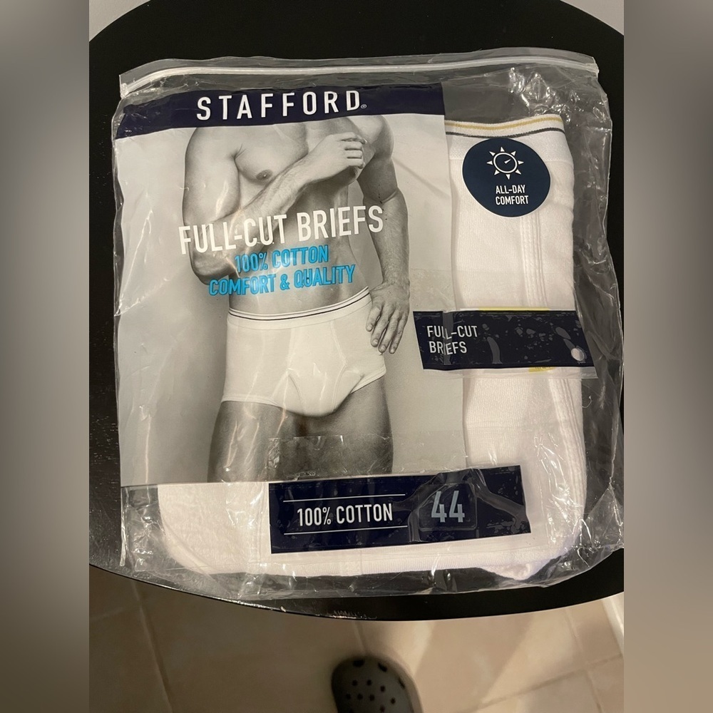 Men's White 2 pairs of Full-Cut Cotton Briefs size 44 stafford